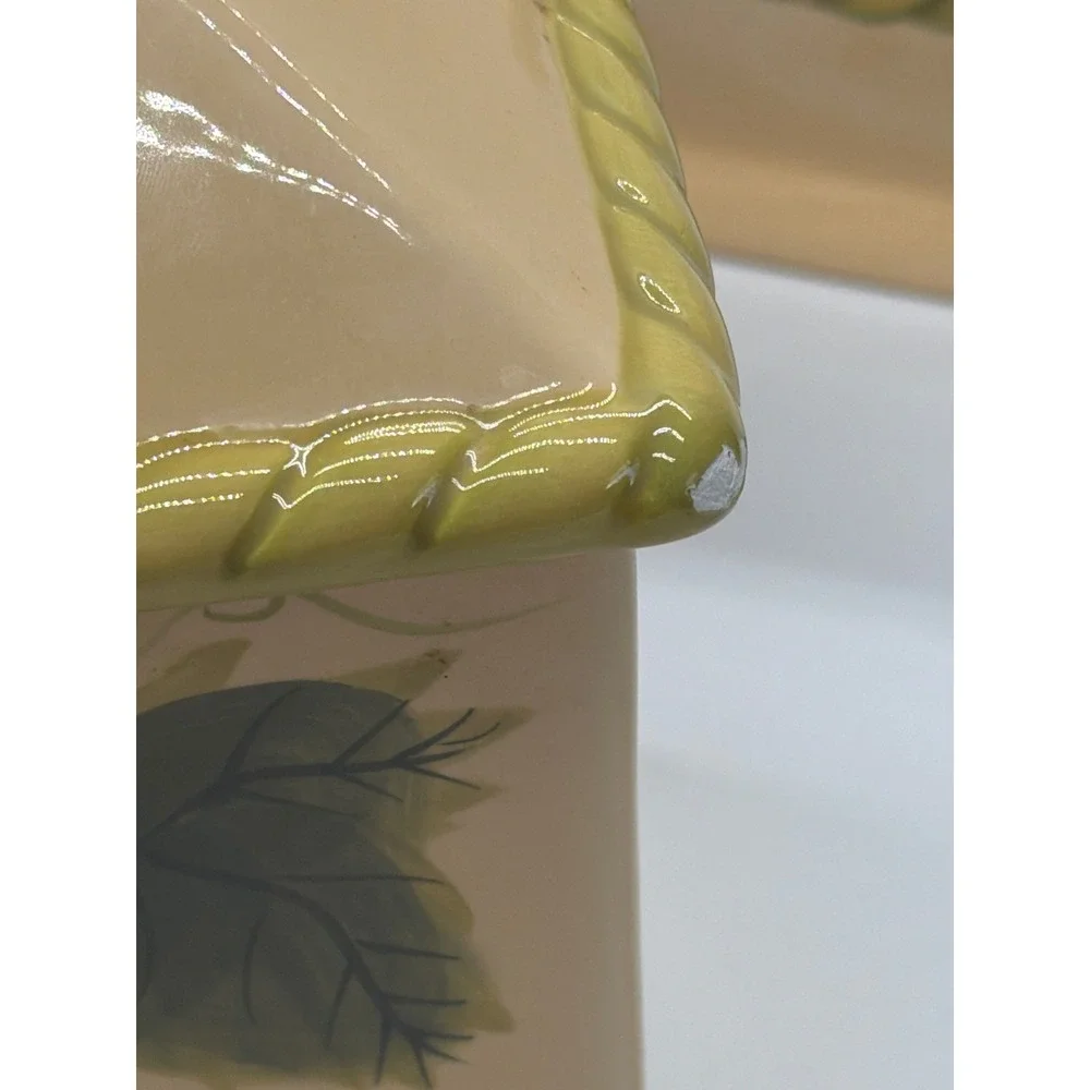 WCL Vintage Ceramic Grape Canister Set 3 Piece Tuscan Kitchen Decor Cream Purple
